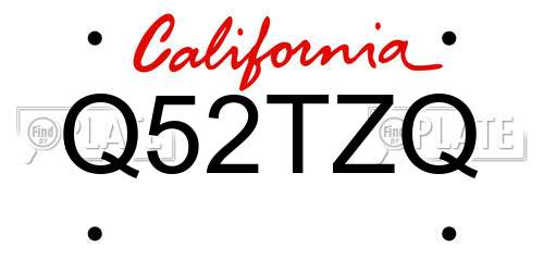Q52TZQ California License Plate