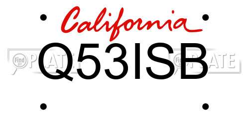Q53ISB California License Plate