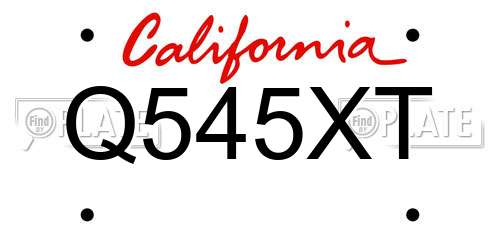 Q545XT California License Plate