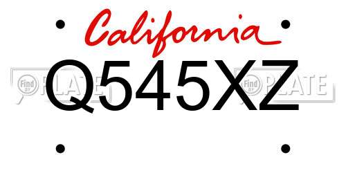 Q545XZ California License Plate
