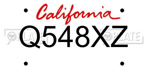 Q548XZ California License Plate