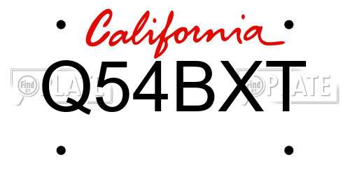 Q54BXT California License Plate