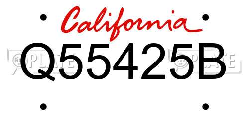 Q55425B California License Plate