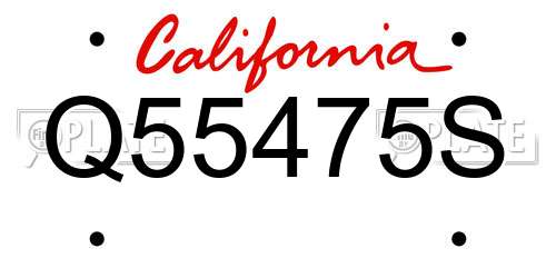 Q55475S California License Plate