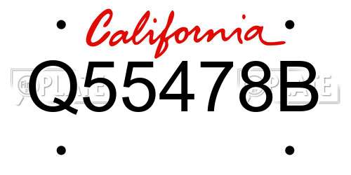 Q55478B California License Plate
