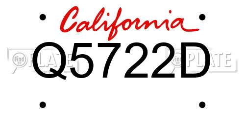 Q5722D California License Plate