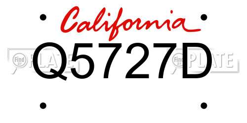 Q5727D California License Plate