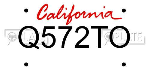 Q572TO California License Plate
