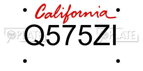 Q575ZI California License Plate
