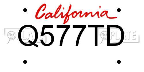 Q577TD California License Plate