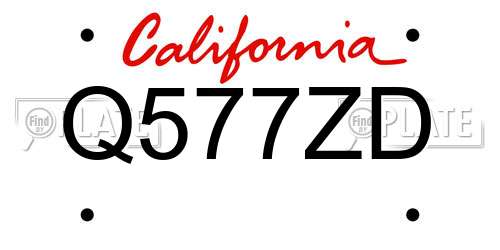 Q577ZD California License Plate