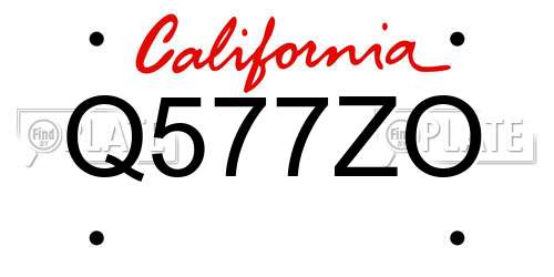Q577ZO California License Plate