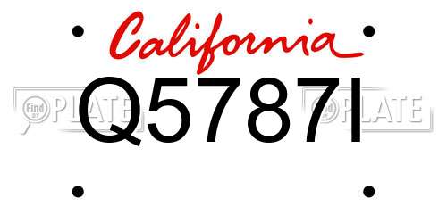 Q5787I California License Plate