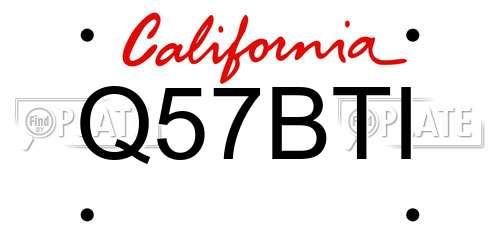 Q57BTI California License Plate