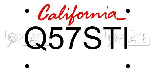 Q57STI California License Plate