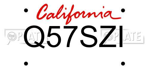 Q57SZI California License Plate