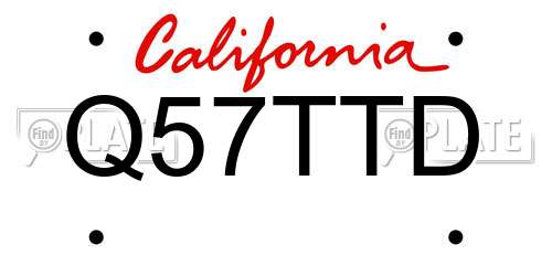 Q57TTD California License Plate