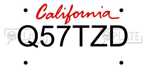 Q57TZD California License Plate