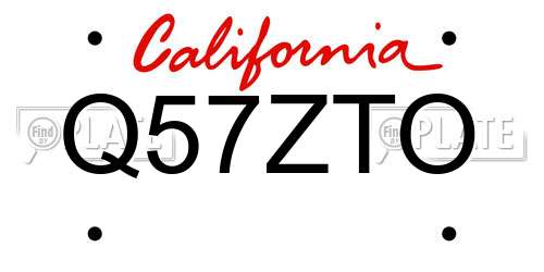 Q57ZTO California License Plate