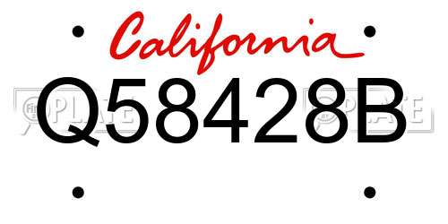Q58428B California License Plate