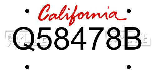 Q58478B California License Plate