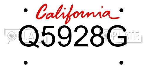 Q5928G California License Plate