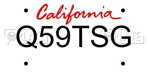 Q59TSG California License Plate