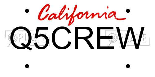 Q5CREW California License Plate