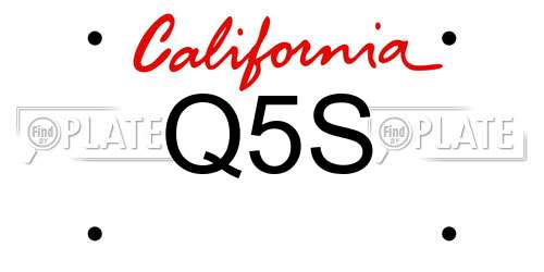 Q5S California License Plate