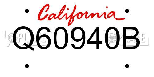 Q60940B California License Plate