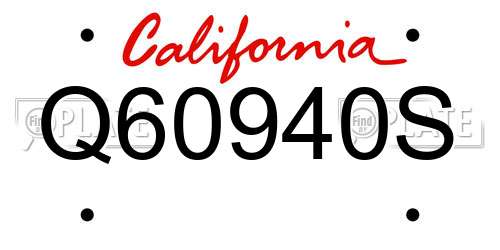 Q60940S California License Plate