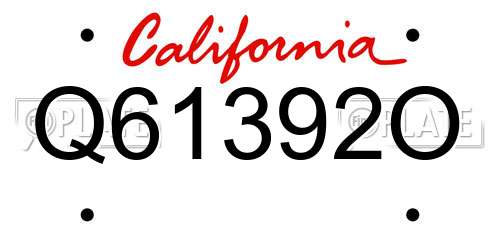 Q61392O California License Plate