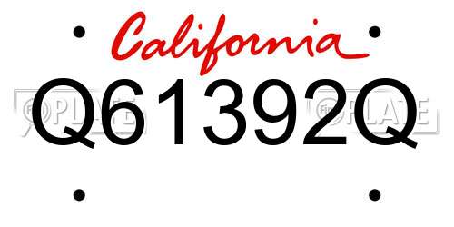 Q61392Q California License Plate