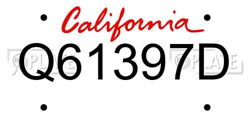 Q61397D California License Plate