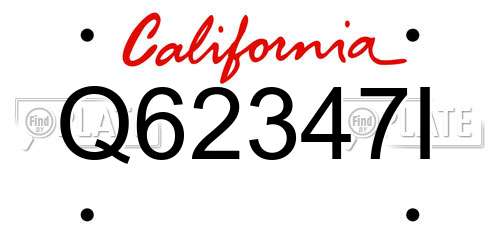 Q62347I California License Plate