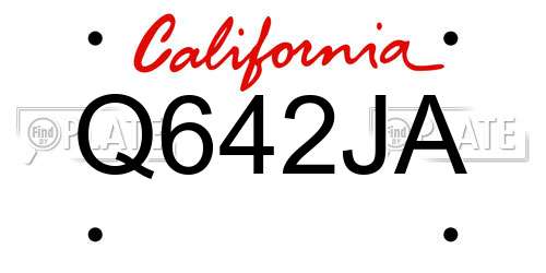 Q642JA California License Plate