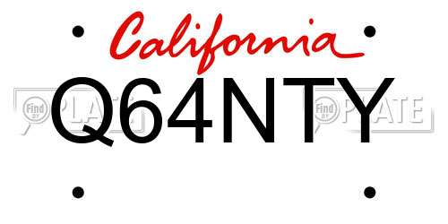 Q64NTY California License Plate
