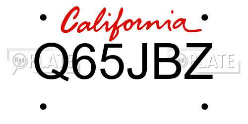 Q65JBZ California License Plate