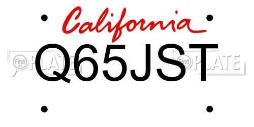 Q65JST California License Plate