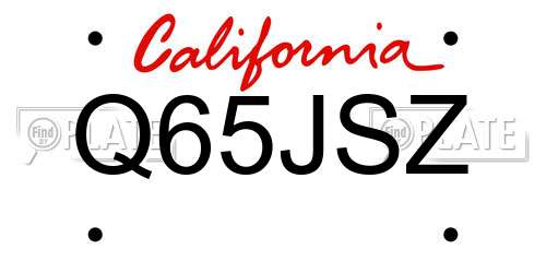 Q65JSZ California License Plate