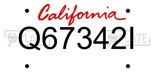 Q67342I California License Plate