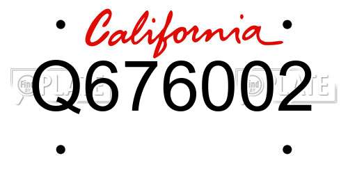 Q676002 California License Plate