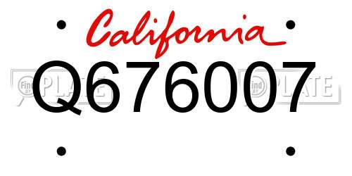 Q676007 California License Plate