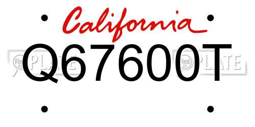 Q67600T California License Plate
