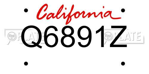 Q6891Z California License Plate