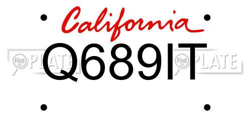Q689IT California License Plate