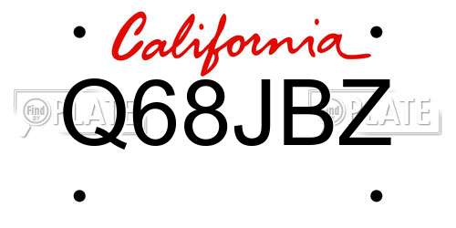 Q68JBZ California License Plate