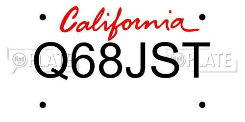 Q68JST California License Plate