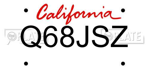 Q68JSZ California License Plate