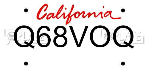Q68VOQ California License Plate